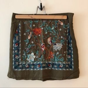 HKR | Khaki mini skirt with print